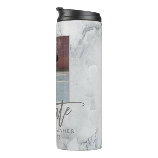 moderne, elegante foto afstuderen thermosbeker (Geroteerd rechts)