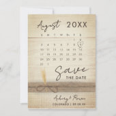 Moderne Elegante Foto Agenda Rustieke Houten Huwel Save The Date (Voorkant)