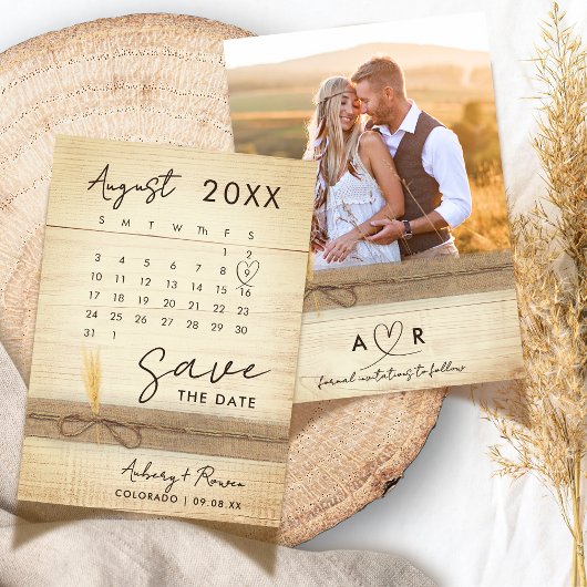 Moderne Elegante Foto Agenda Rustieke Houten Huwel Save The Date