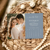 Moderne Elegante Foto Agenda Stofblauw Bruiloft Save The Date