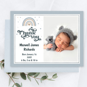 Moderne Elegante Foto Baby Jongen Bedankt Briefkaa Briefkaart