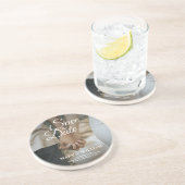 Moderne elegante foto Bewaar de datum Elegante bru Zandsteen Onderzetter (Zijkant)