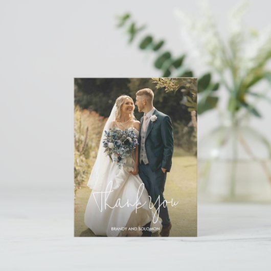 Moderne Elegante Foto Bruiloft Bedankkaart (Staand voorkant)
