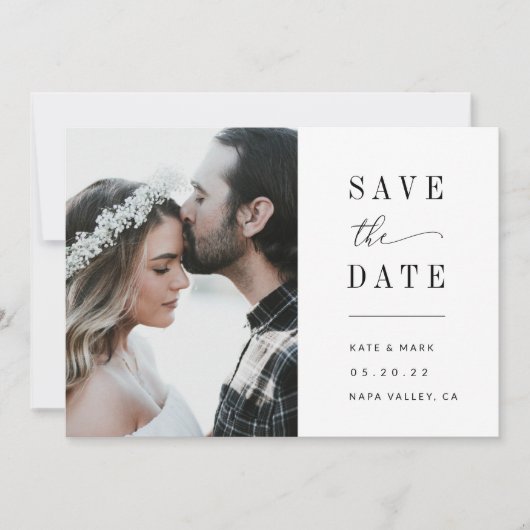 Moderne Elegante Foto Bruiloft Save The Date (Voorkant)