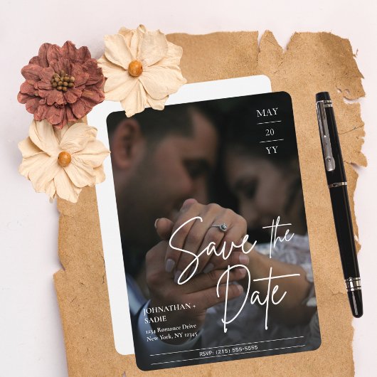 Moderne Elegante Foto Bruiloft Save The Date