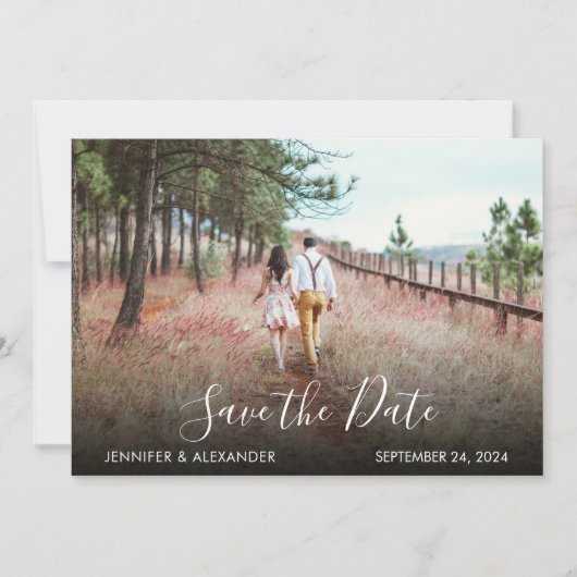 Moderne elegante foto bruiloft Save the Date Kaart (Voorkant)