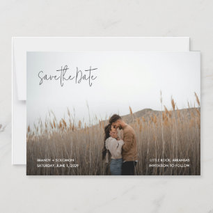 Moderne Elegante Foto Bruiloft Sla de Datum Op Magnetische Uitnodiging