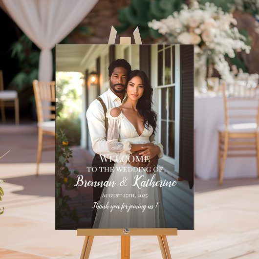 Moderne elegante foto bruiloft welkomstbord poster