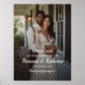 Moderne elegante foto bruiloft welkomstbord poster (Voorkant)