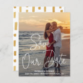 Moderne Elegante Foto Budget Bruiloft Save the Dat (Voorkant / Achterkant)