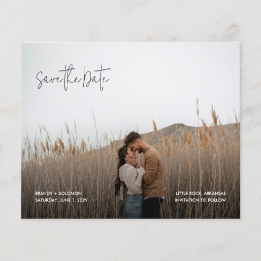 Moderne Elegante Foto Budget Bruiloft Save the Dat Flyer (Voorkant)