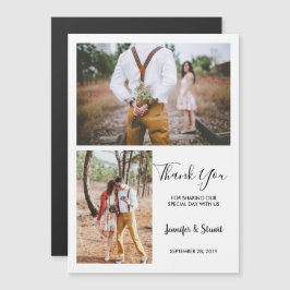 Moderne, elegante foto Dank je bruiloft Magnetische Uitnodiging