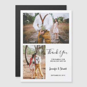 Moderne, elegante foto Dank je bruiloft Magnetische Uitnodiging