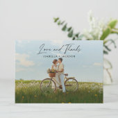 Moderne Elegante Foto Dank u bruiloft Kaart (Staand voorkant)