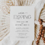 Moderne Elegante Foto Elopement Receptie Kaart<br><div class="desc">Omarm de schoonheid van eenvoud op uw speciale dag met onze elegante minimalistische elepement aankondiging receptie foto uitnodigingen. Ontworpen met een schone en moderne esthetiek,  belichten deze uitnodigingen uw favoriete koppelfoto. U kunt het gemakkelijk aanpassen met uw bruiloft kleurenpalet. Overeenkomende items in onze winkel Cava party design</div>