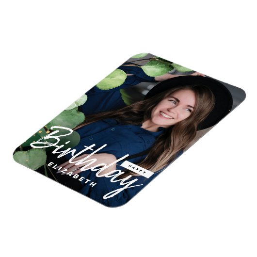 Moderne Elegante Foto Eucalyptus Verjaardagscadeau Magneet (Linkerzijde)