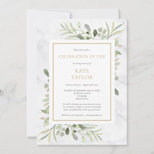 Moderne Elegante Foto-Funerair Levensfeest Kaart (Voorkant)