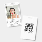 Moderne Elegante Foto Haarstylist QR Code Badge (Voor- en achterkant)