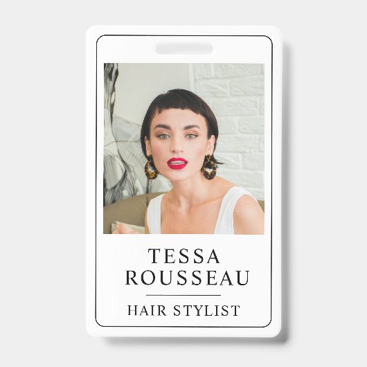 Moderne Elegante Foto Haarstylist QR Code Badge (Voorzijde)