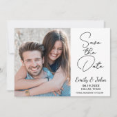 Moderne elegante foto handgeschreven bruiloft save the date (Voorkant)