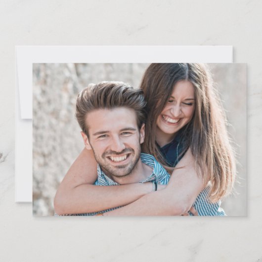 Moderne elegante foto handgeschreven bruiloft save the date (Achterkant)