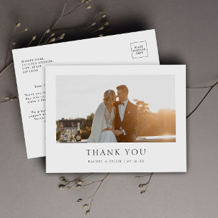 Moderne Elegante Foto Huwelijk Dankjewelkaart Briefkaart