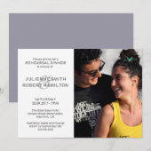 Moderne Elegante Foto Huwelijk Repetitie Diner Kaart (Voorkant / Achterkant)