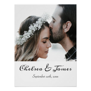 Moderne Elegante Foto Kalligrafie Naam Datum Trouw Perfect Poster