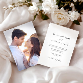 Moderne Elegante Foto Klassieke Zwart Wit Huwelijk Kaart