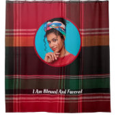 Moderne elegante foto Madras Plaid personaliseren Douchegordijn (Voorkant)