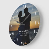 Moderne Elegante Foto Nieuw Getrouwd Huwelijk Grote Klok (Hoek)