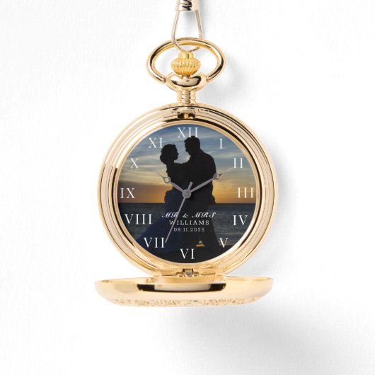 Moderne Elegante Foto Nieuw Huwelijk Huwelijk Horloge (Voorkant)