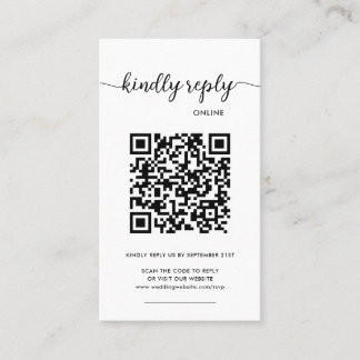 Moderne Elegante Foto Online QR Code RSVP Visitekaartje