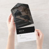 Moderne elegante foto overlay bruiloft RSVP All In One Uitnodiging (Afscheurbaar)