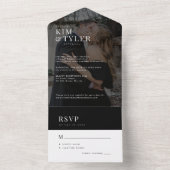 Moderne elegante foto overlay bruiloft RSVP All In One Uitnodiging (Binnen)