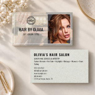 Moderne Elegante Foto-overlay Haarstylist Haar Visitekaartje