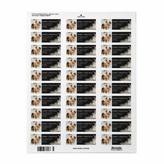 Moderne Elegante Foto & Pine Greenery Kerstmis Etiket (Full Sheet)