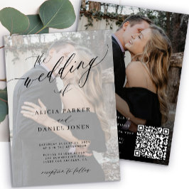 Moderne elegante foto QR CODE bruiloft Kaart