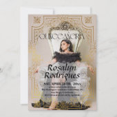 Moderne Elegante Foto Quinceanera Gold Uitnodiging (Voorkant)
