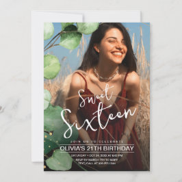 Moderne elegante foto rustieke zoete 16 verjaardag kaart