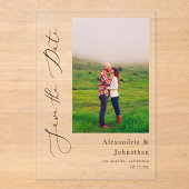 Moderne Elegante Foto Save the Date Acryl Uitnodigingen (Voorkant)