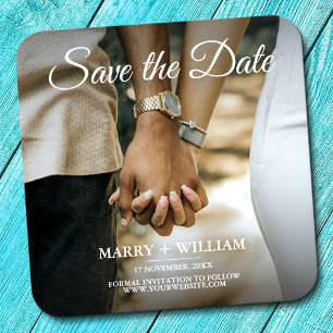 Moderne Elegante Foto Save The Date huwelijksdecor Kartonnen Onderzetters