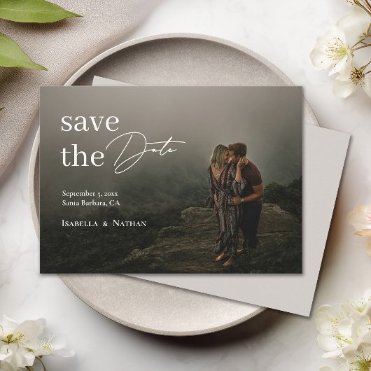 Moderne Elegante Foto Script Overlay Bruiloft Save The Date