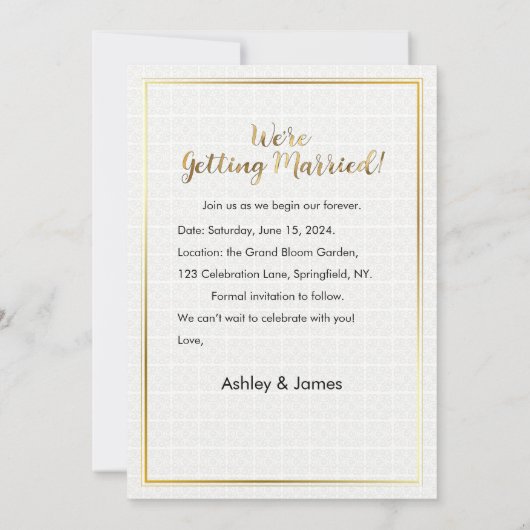 Moderne Elegante Foto Sla de Datum Goud Script Kaart (Achterkant)