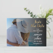 Moderne Elegante Foto Sla de Datum Goud Script Kaart (Staand voorkant)