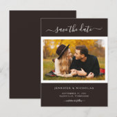 Moderne elegante foto slaat de datum op aankondigingskaart (Voorkant / Achterkant)