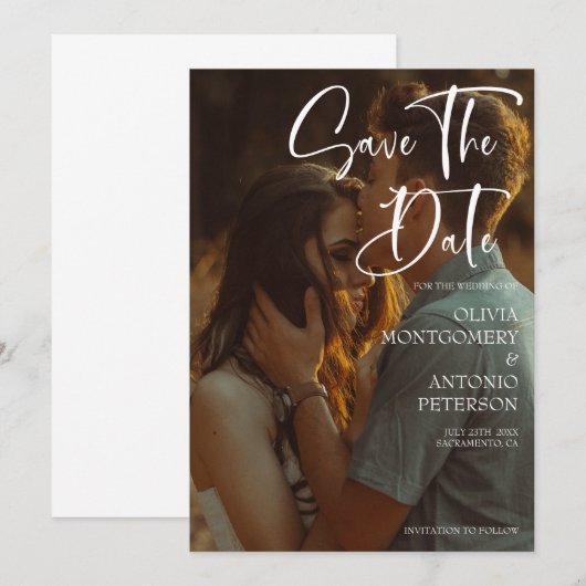 Moderne elegante foto slaat de datum op kaart (Voorkant / Achterkant)