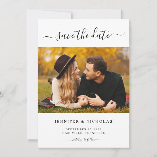 Moderne elegante foto slaat de datum op save the date (Voorkant)