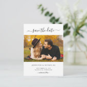Moderne elegante foto slaat het Verloving Datum op Aankondigingskaart (Staand voorkant)