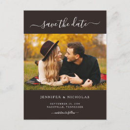 Moderne elegante foto slaat het Verloving Datum op Aankondigingskaart